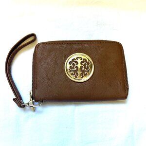 Faux Leather Tree of Life Emblem Wristlet 7" x 4.5"